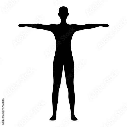 Full body human silhouette with arms outstretched in anatomical T pose