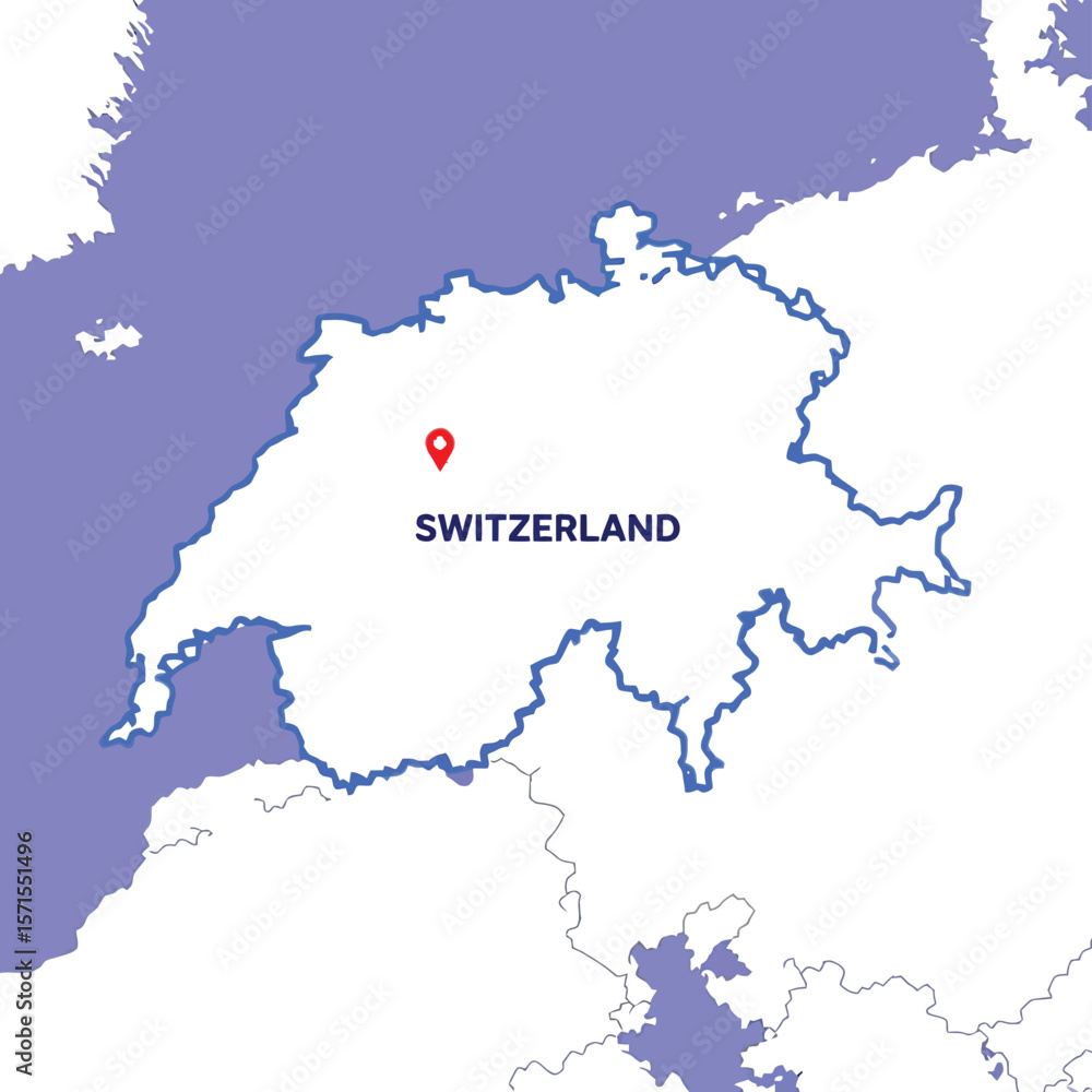 Obraz premium Switzerland Locator — Silhouette Map Highlighting Country Outline with Red Pin