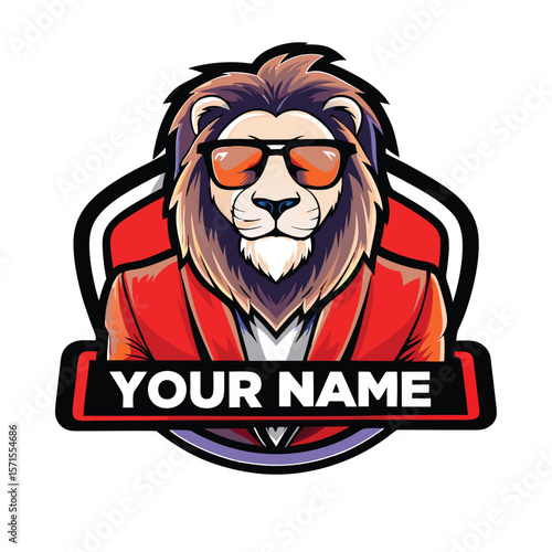 Lion in a suit, wearing sunglasses