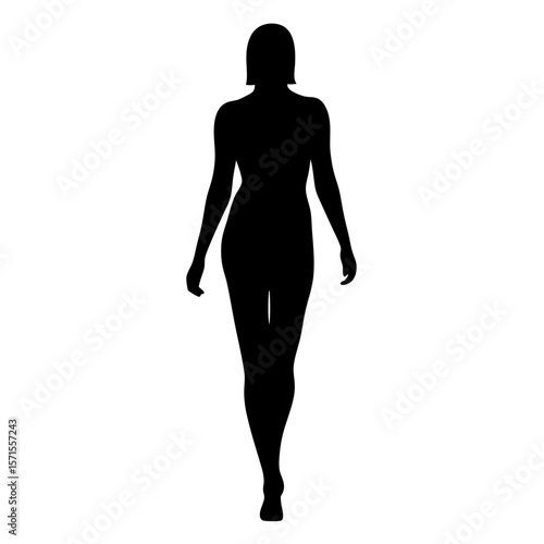 Silhouette of a confident woman gracefully walking forward with elegance and style