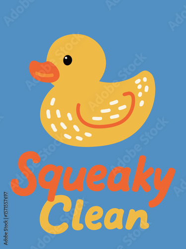 Squeaky Clean Rubber Duck on Blue Background