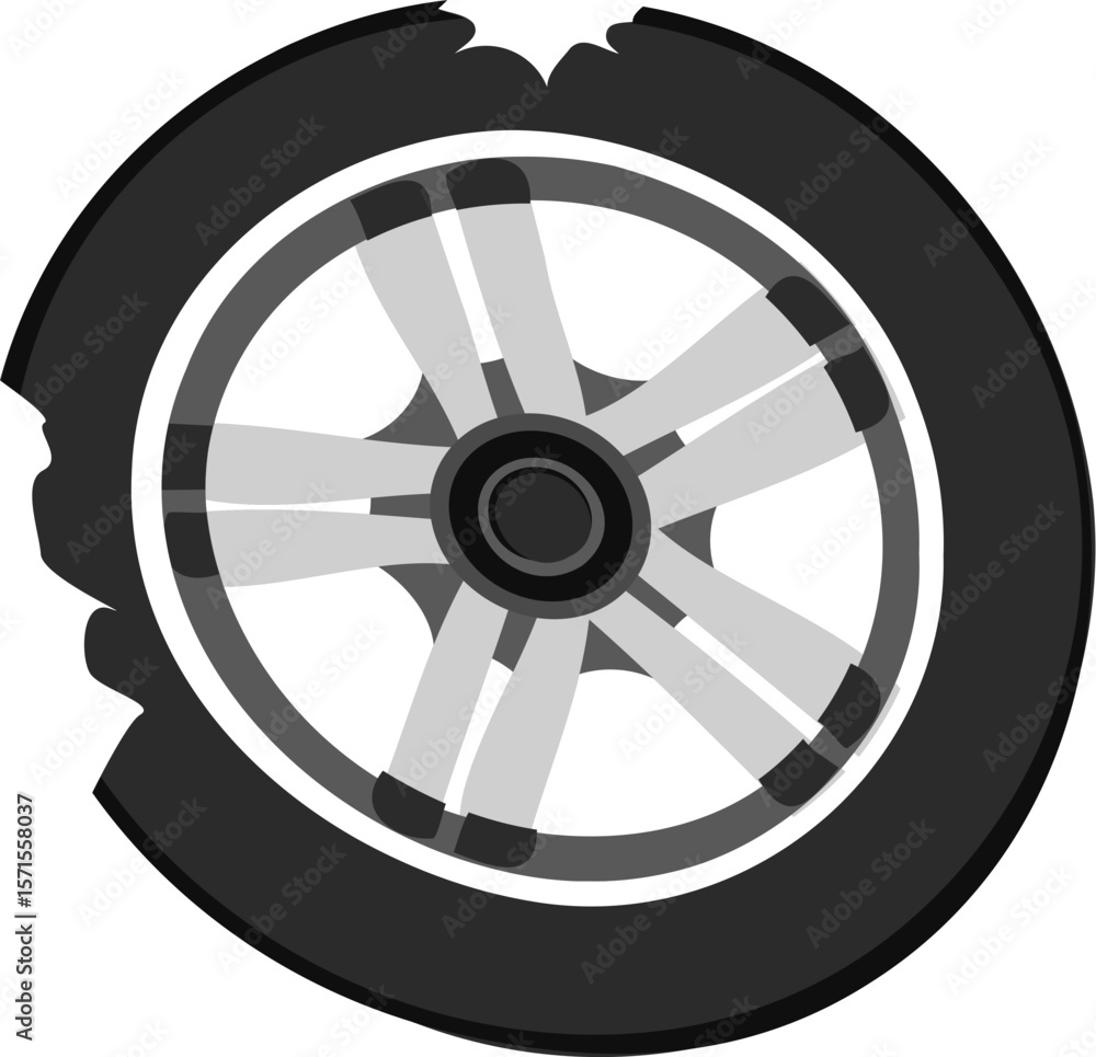 Obraz premium Punctured and torn tire