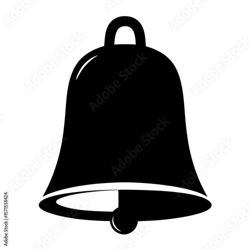 Monochrome Illustration of a Classic Bell with Handle and Striker Design
