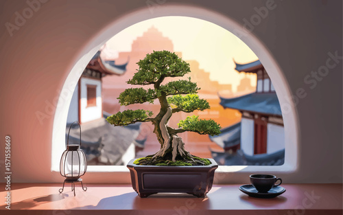 bonsai tree in a restaurant