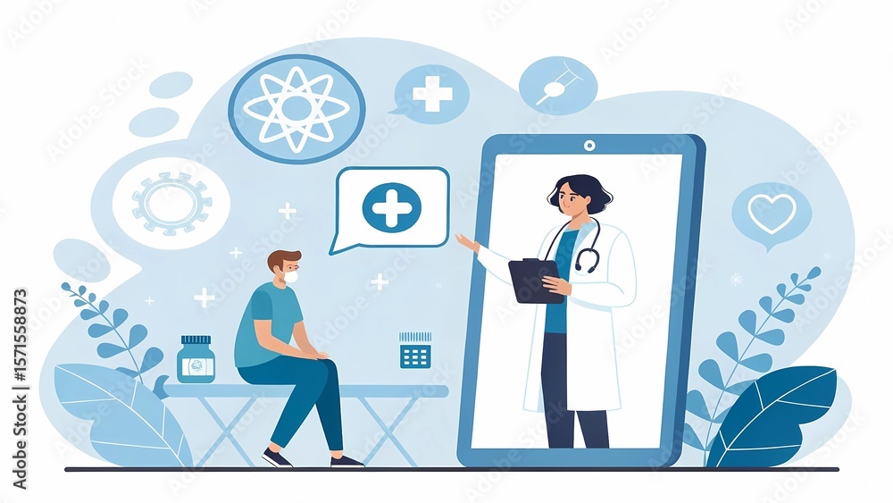 Fototapeta premium Telemedicine doctor consultation online medical advice health care virtual appointment telehealth technology