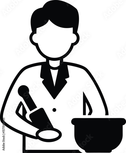 Apothecary Herbalist Grinding Herbs in Mortar and Pestle