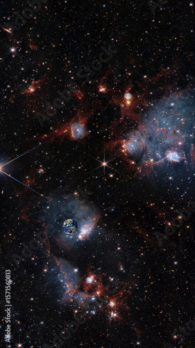 earth in space galaxy background star clusters NGC 460 effect