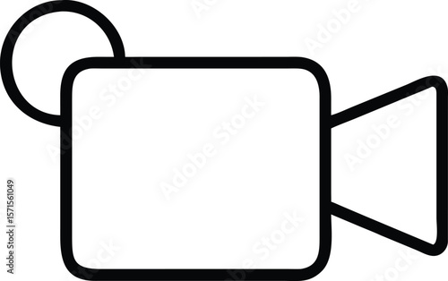 Simple Camcorder Icon, Video Recording Symbol, Linear Design, Minimalist Style, Filmmaking Equipment, Digital Camera, Movie...