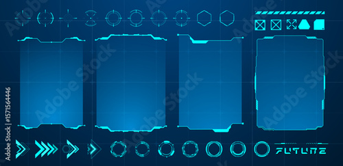 Futuristic touch screen of user interface. Modern technology box or frame. Vector