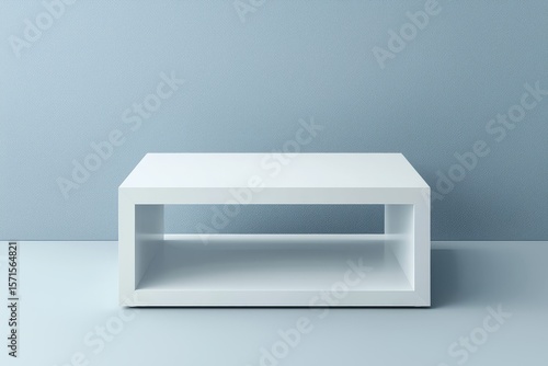 Wallpaper Mural White square coffee table with two side shelves, minimalist design, front view on solid background, high-resolution 3D render with professional lighting Torontodigital.ca