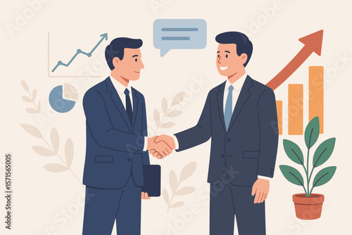 Businessmen handshake partnership agreement, financial advisor consultation, investment deal, business growth graph, merger acquisition, corporate success, teamwork concept