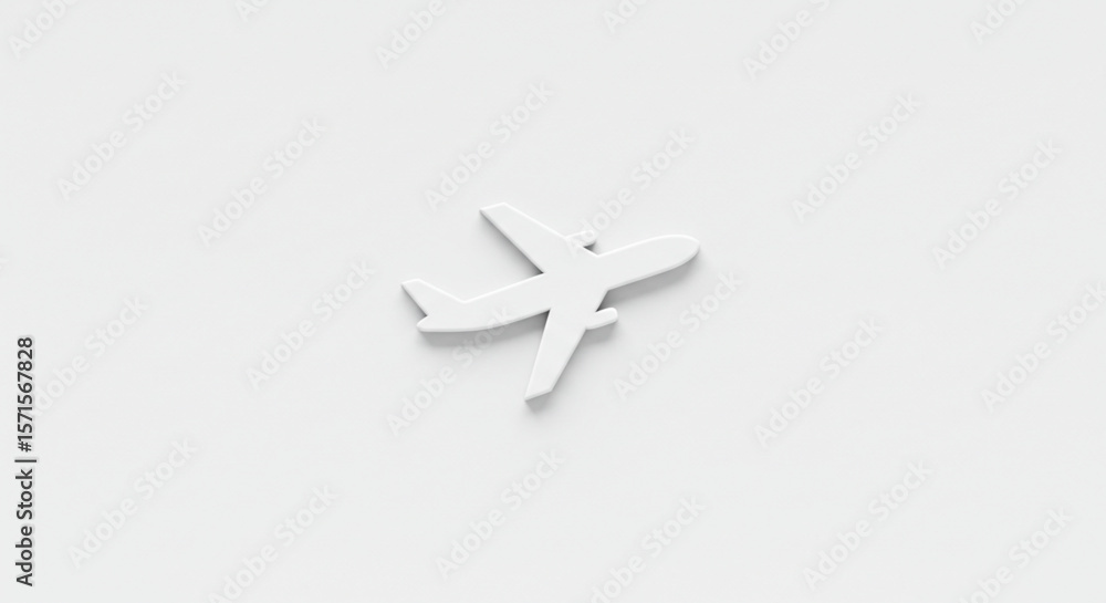 Obraz premium Minimalist airplane icon on a clean white background, representing travel and transportation