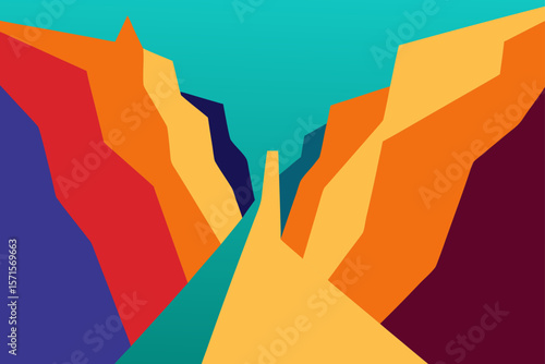 Colorful Canyon With Narrow Road And Steep Rock Formations