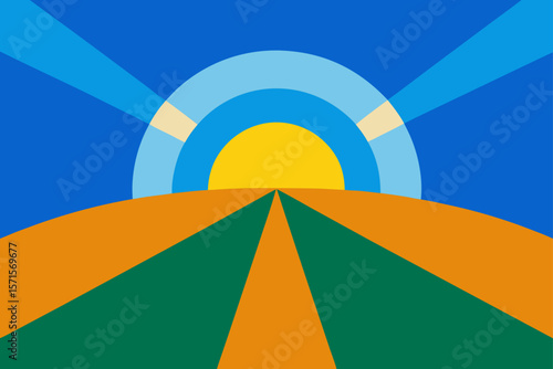 Circular Field View With Radial Roads Spreading Outward