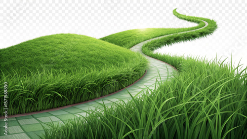 Green grass path landscape background vector illustration for nature and outdoor scenic designs use one hundred