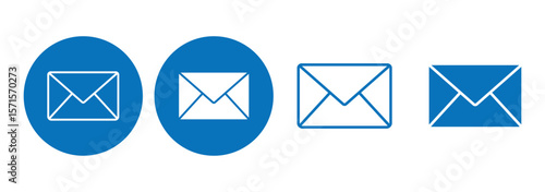 Set of mail envelope icon. Mail symbol collection. E-mail icon, sign of an incoming unopened message. Vector illustration. 