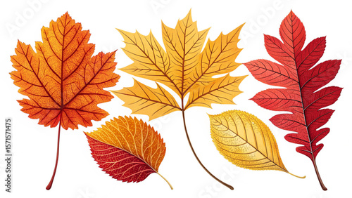 Autumn leaves vector illustration, fall foliage design elements for seasonal graphics and backgrounds use, art