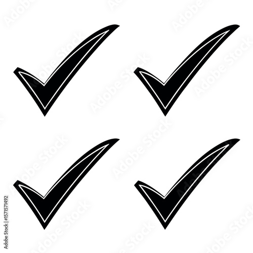 Four black check marks isolated on white background