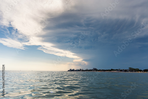 Sea before the storm with stormy clouds, Grado, Italy