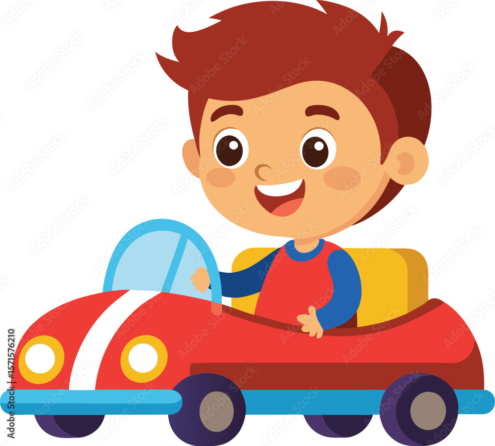 Fototapeta premium Boy with car, A boy playing with a car