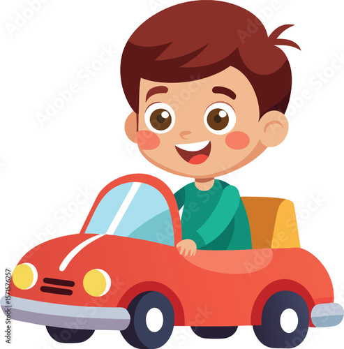 Boy with car, A boy playing with a car, boy driving car