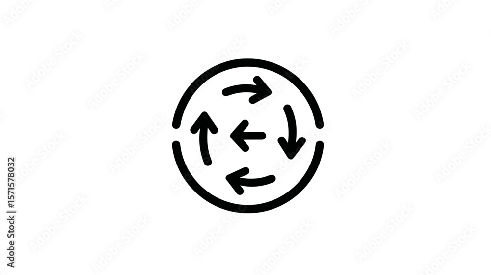 Fototapeta premium Circular arrows icon representing movement and direction 