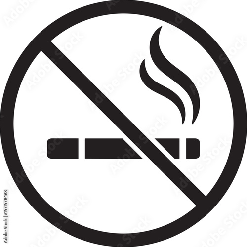 Solid no smoking icon for healthy lifestyle awareness, vector illustration.