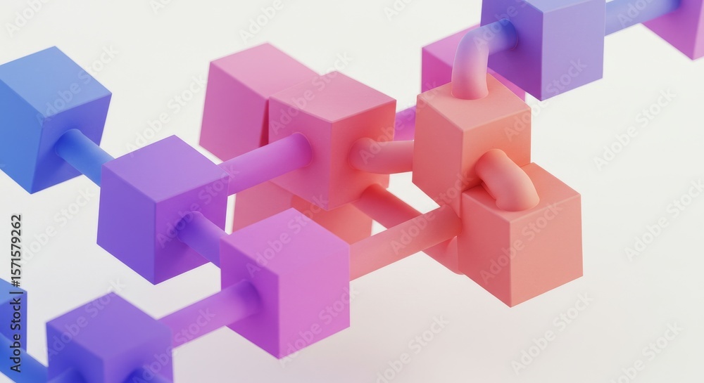 Abstract Connected Cubes - Colorful 3D of interconnected cubes, showcasing a network or connection concept. Ideal for technology, networking, or design themes Abstract Connected Cubes - Colorful 3D of interconnected cubes, showcasing a network or connection concept. Ideal for technology, networking, or design themes