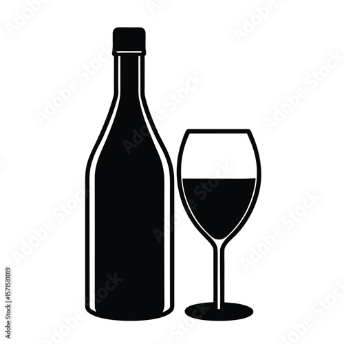 Wallpaper Mural Minimal vector of a wine glass and bottle Torontodigital.ca