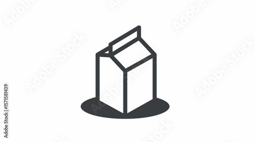 Milk Box Icon. Vector isolated editable black and white simple illustration of a milk box