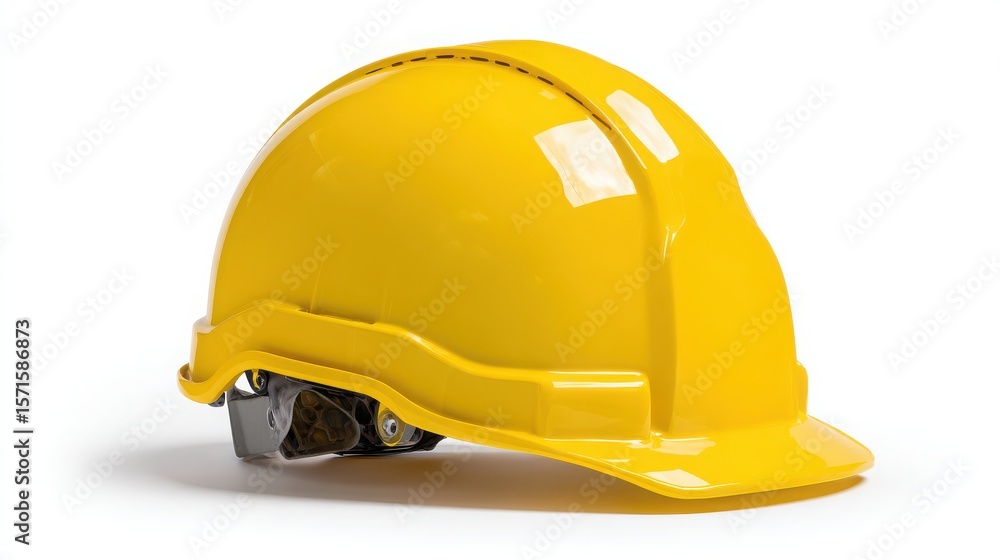 Fototapeta premium yellow hard hat on a white background