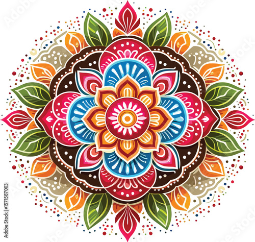 Vector Clipart of a Diwali Rangoli: Vibrant Floor Art for Festive Celebrations
