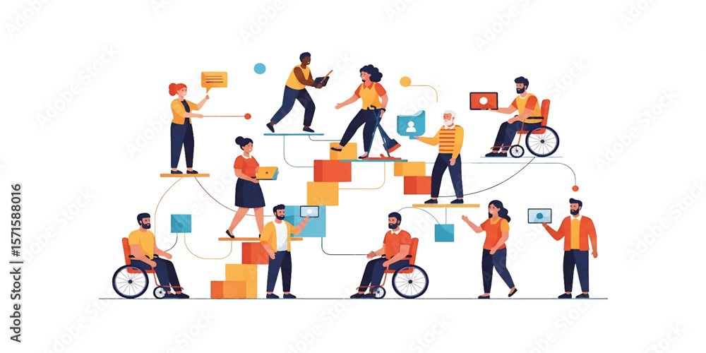 Fototapeta premium Collaborative Teamwork Diverse Team Achieving Goals Together