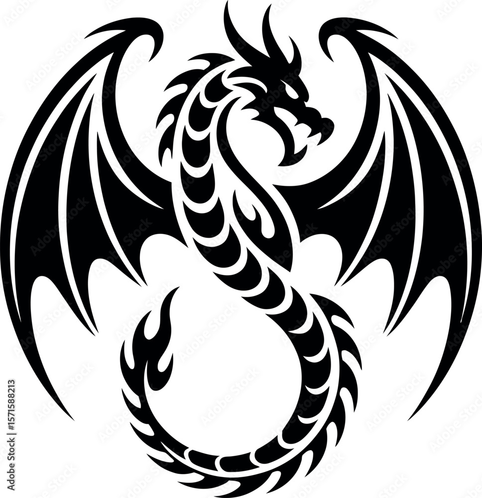 dragon silhouette on white background dragon silhouette on white background