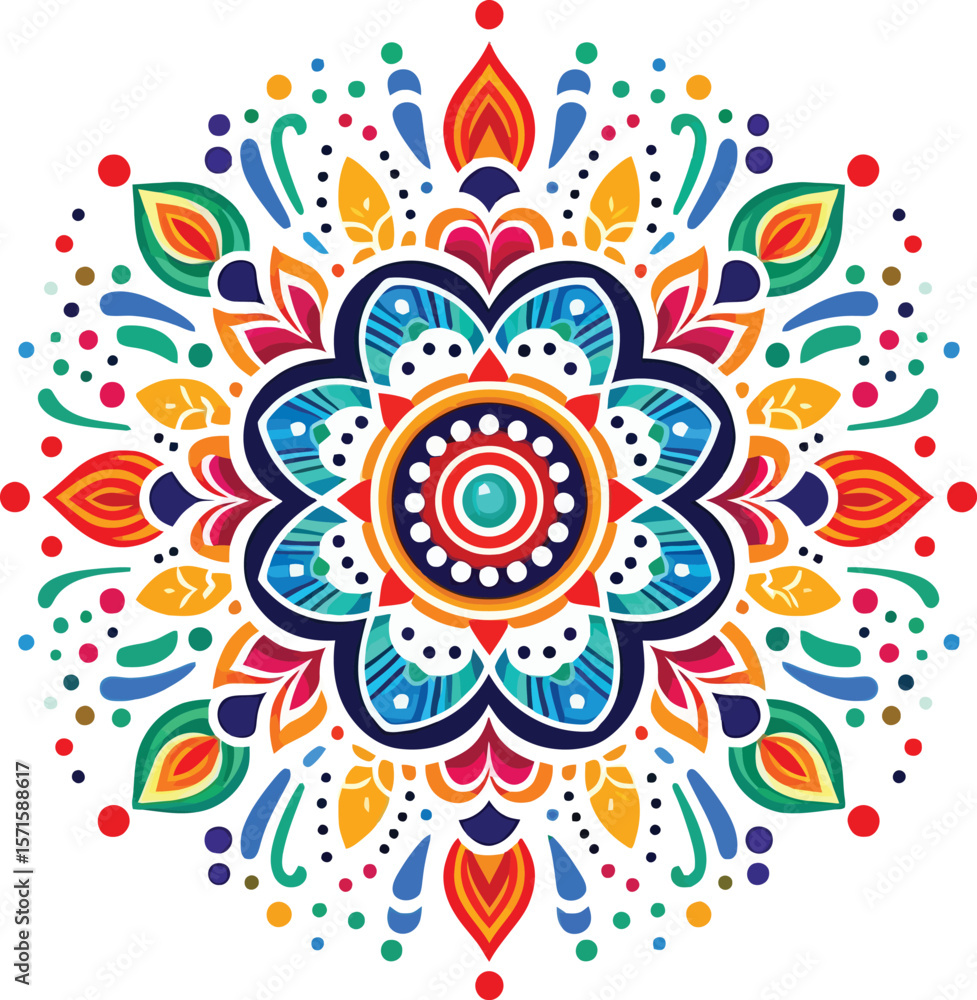 Fototapeta premium Vector Clipart of a Diwali Rangoli: Vibrant Floor Art for Festive Celebrations