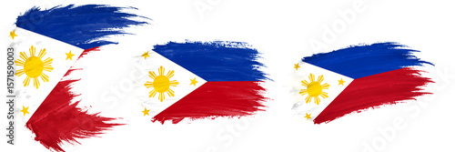 Philippines Flag Brush Stroke on Transparent Background

