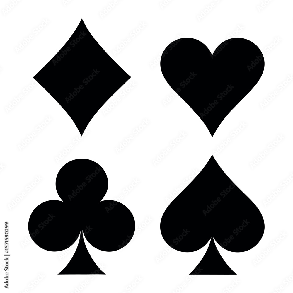Obraz premium Playing card suits symbols isolated on white background