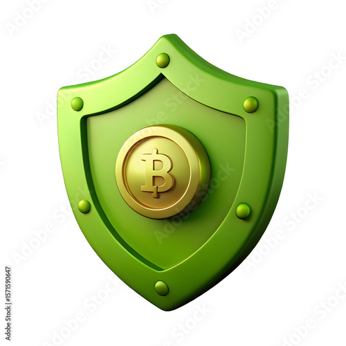 3D Security Shield with Bitcoin Symbol – Cryptocurrency Protection Concept