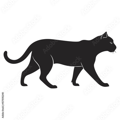 Black Walking Cat Silhouette – Pet Animal Vector Clipart