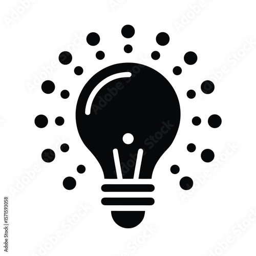 Light Bulb Surrounding Dots Icon Vector Illustration