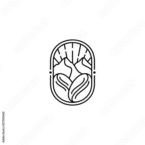 Fresh and natural coffee bean logo with classic emblem concept