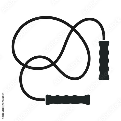 Black Jump Rope with Plastic Handles for Home Fitness and Cardio Training