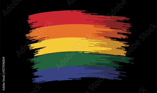 Vector design with decorative drawing of torn lgbt 
flag of rainbow stripe is fluttering in wind. 
Fashion t-shirt print. Pride proud parade pattern 
for textiles, fabric, clothing.
