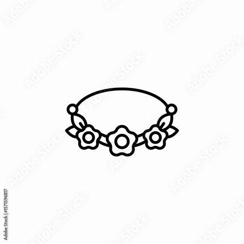 floral headband leaves icon sign vector