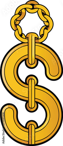 Adobe Illustrator Artwork Senior man wearing tank top and gold chains with dollar sign, mid section
