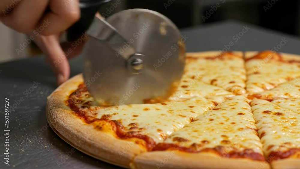 custom made wallpaper toronto digitalCutting Fresh Pizza with Slicer Wheel Close Up
