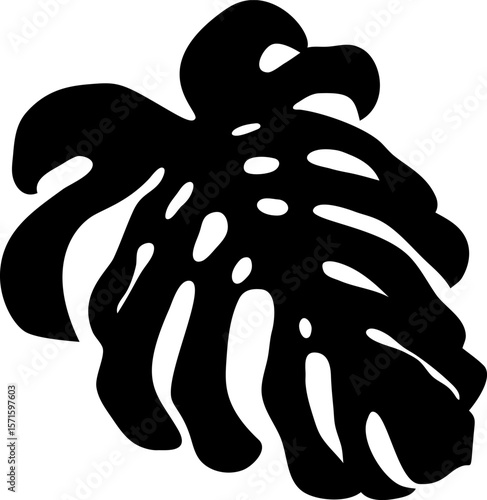 Monstera deliciosa intricate exotic silhouette displaying vector leaf pattern, revealing bold tropical botanical design against contrasting background