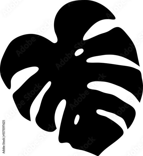 Vector essence black exotic silhouette of monstera deliciosa leaf, capturing the of Bold tropical flora with its iconic fenestrations