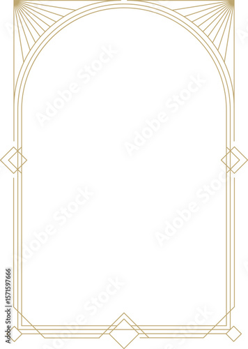 Geometric aesthetic art deco graphic frame with sleek lines, showcasing intricate design elements ideal for vector projects and decorative styling