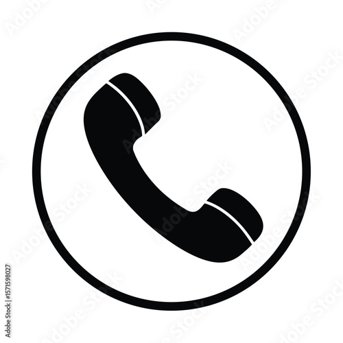 Phone Receiver Solid Circle Icon Vector Illustration